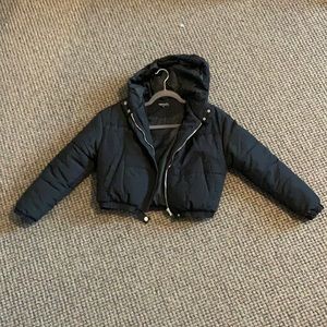 boohoo petite black cropped jacket